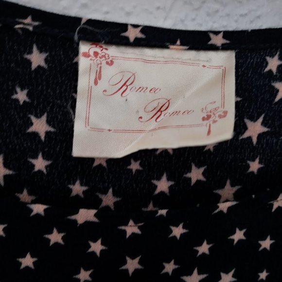 Vintage Romeo Star Moon Print Celestial Witchy Goth Boho Black Tiered Maxi Dress - Picture 11 of 14